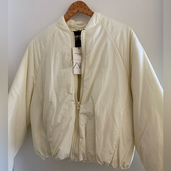 water repellent oversizes bomber jacket ecru - Picture 10 of 14